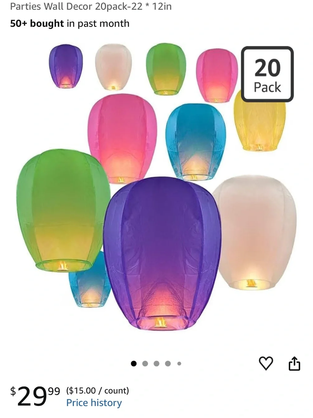 Assorted Color Sky Lanterns 20-Pack – Decorative Floating Paper Lanterns